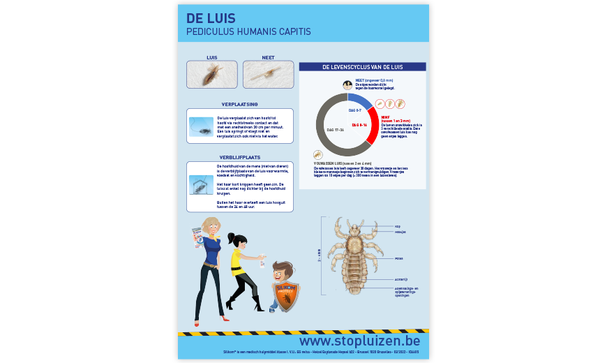 Geef je les over het thema luizen? Dan kan je deze mooi vormgegeven infofiche gebruiken.